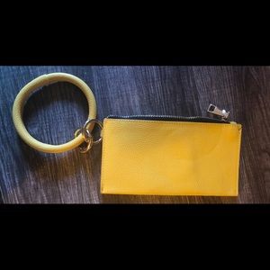 Yellow bangle key ring with zipper card holder